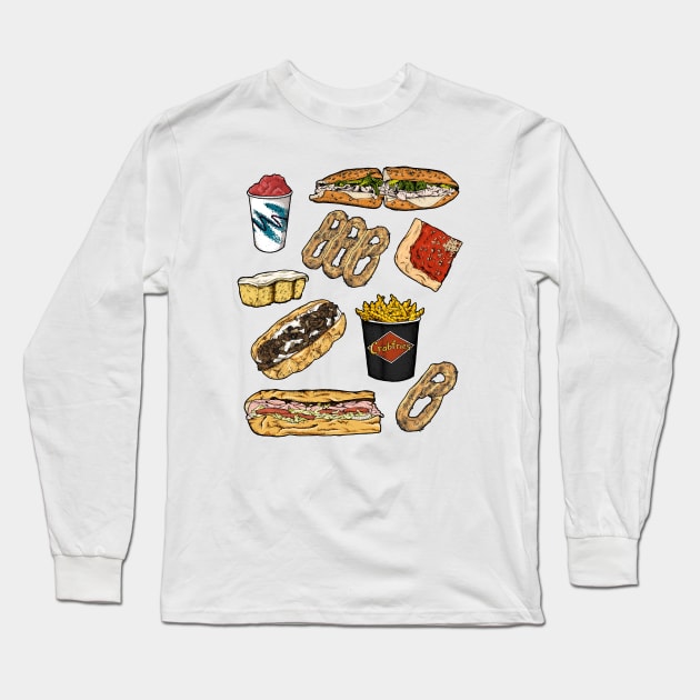 Philly Foods Long Sleeve T-Shirt by Elizabeth Weglein Art